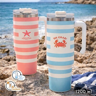 [999586] TAZA TERMICA 1200ML ESTRELLA/CANGREJO SURT/2