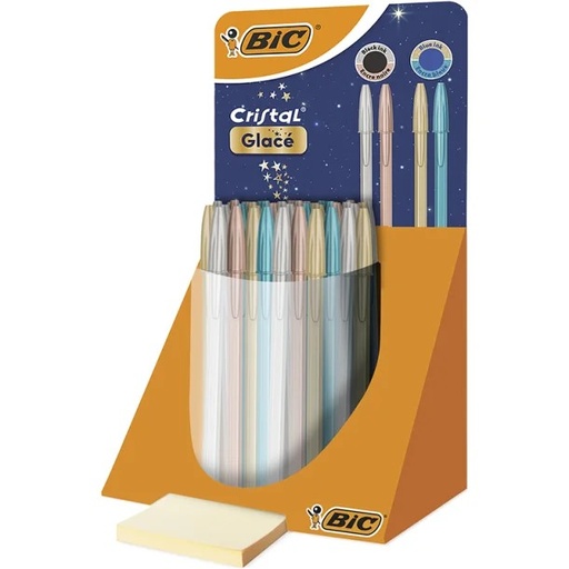 [080112] BOLÍGRAFO TINTA ACEITE BIC CRISTAL EDICIÓN GLACE EXPOSITOR 40 UD.