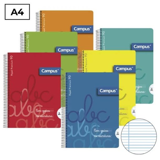 [003741] BLOC ESPIRAL CAMPUS A4 T.PLASTICO 80H 90G LINEA 2,5 MM