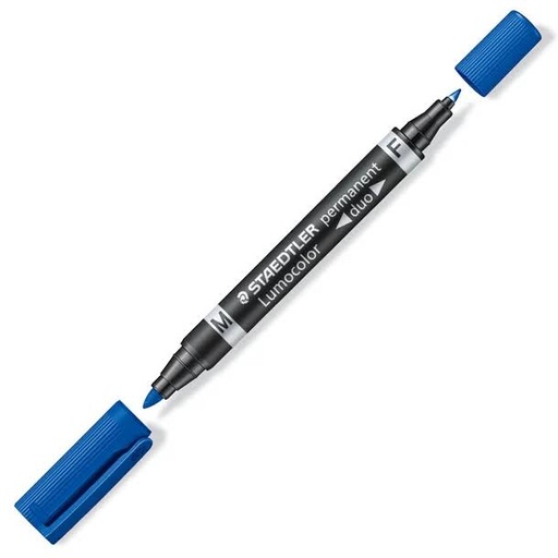 [081570] ROTULADOR PERMANENTE STAEDTLER LUMOCOLOR DOBLE PUNTA AZUL