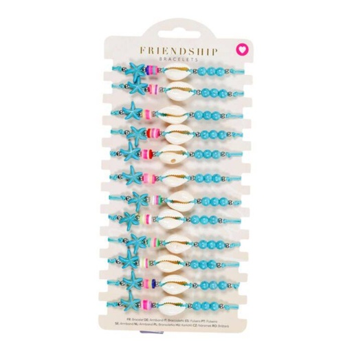 [1000006] PULSERA BOHO DE CUENTAS AZULES CON CONCHAS Y ESTRELLAS DE MAR