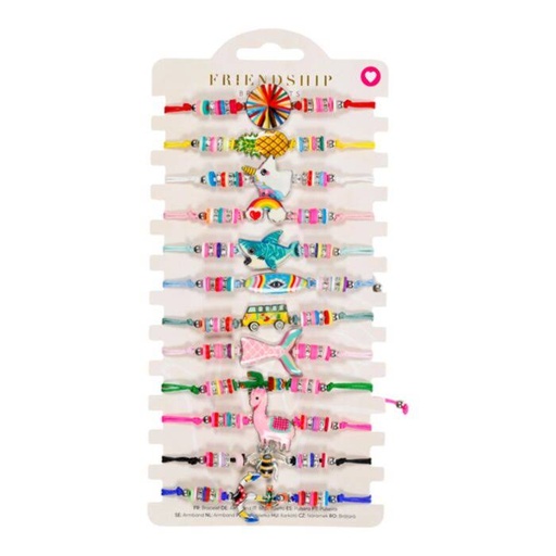[1000007] PULSERA BOHO TEJIDA DISEÑO DE PLAYA CON DIJES DE PERSONAJES