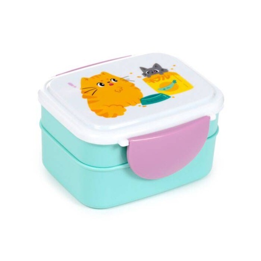 [1000019] FIAMBRERA TAPER BENTO CON CIERRE EN CLIP Y CUBIERTOS GATOS BEANS & CO