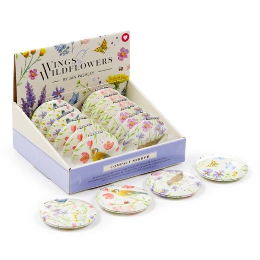[1000039] ESPEJO DE BOLSILLO JAN PASHLEY WINGS & WILDFLOWERS