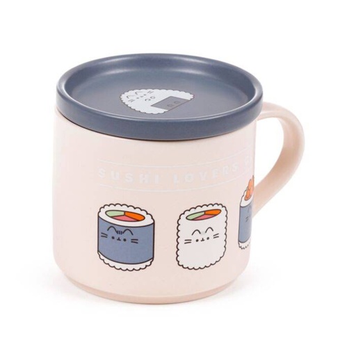 [1000049] TAZA DE PORCELANA Y POSAVASOS GATO PUSHEEN SUSHI BAR