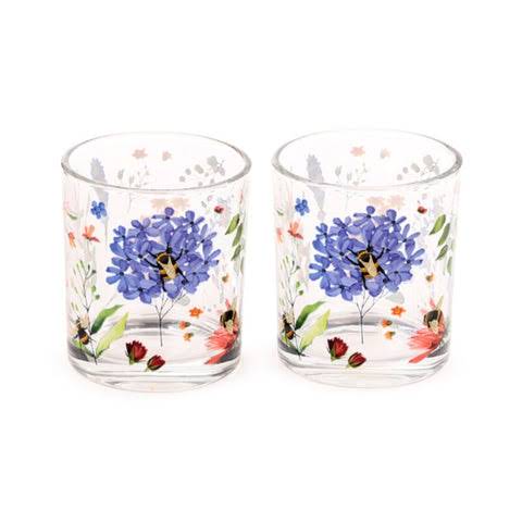 [1000095] JUEGO DE 2 VASOS DE CRISTAL ABEJAS Y NECTAR
