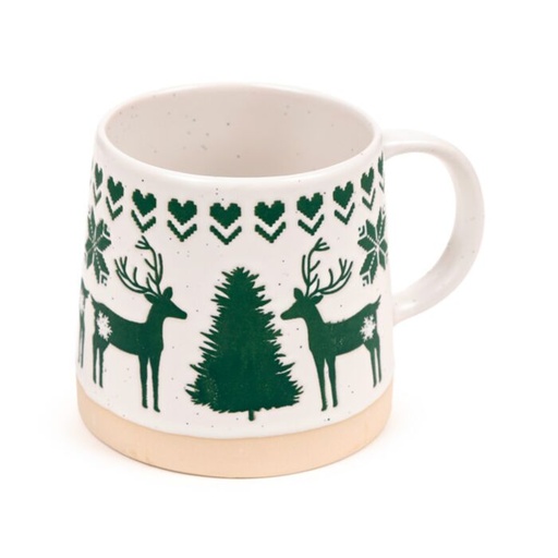 [1000108] TAZA DE GRES NAVIDAD CON RENO VERDE