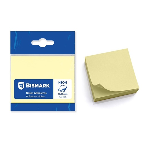 [1000131] BLOC NOTAS ADHESIVAS BISMARK 76X76 MM AMARILLAS 100 HOJAS
