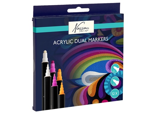 [1000198] ROTULADORES ACRILICOS DOBLE PUNTA 12 COLORES
