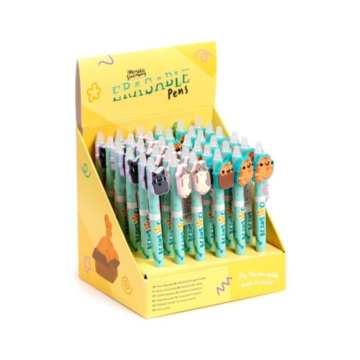 [1000345] BOLIGRAFO BORRABLE INKREDIBLE CON TOPE DE SILICONA GATOS BEANS & CO