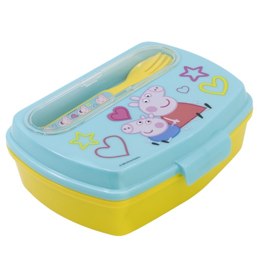 [000001] SANDWICHERA RECTANGULAR + CUBIERTOS PEPPA PIG