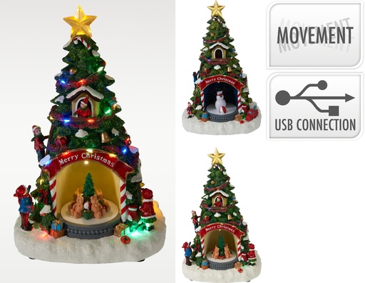 [000701] ESCENA NAVIDAD ARBOL 32CM 2MOD