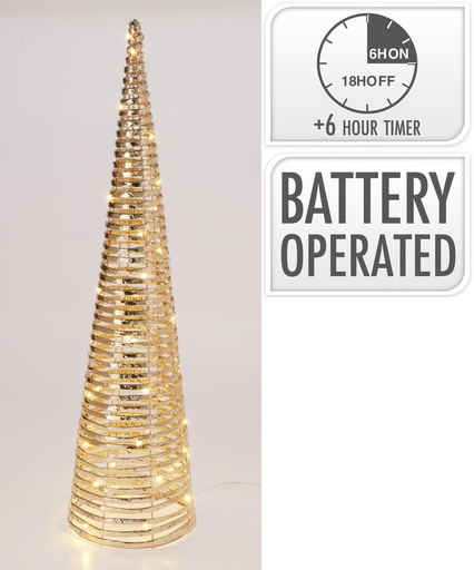 [000735] ARBOL CONO 80CM LED ORO