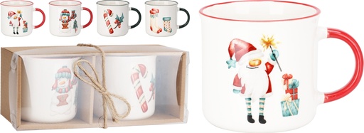 [000999] TAZA PORCELANA BONE NAVIDAD 2U