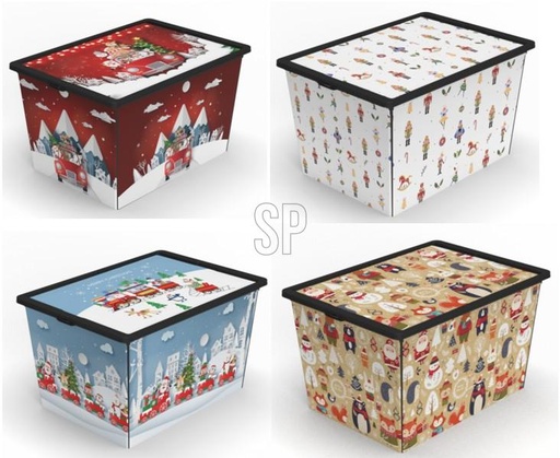 [001043] CAJA ALMACENAJE 50L CON TAPA NAVIDAD