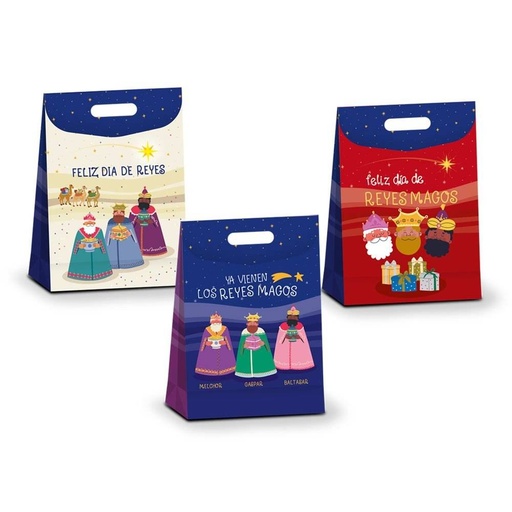 [001349] BOLSA CARTON CIERRE ADHESIVO REYES MAGOS CON FOIL
