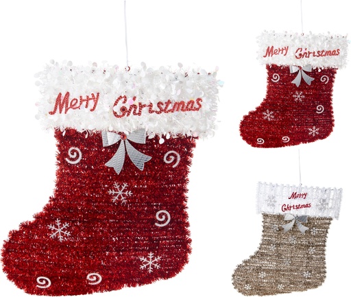 [001667] CALCETIN TINSEL NAVIDAD 47CM 2MOD