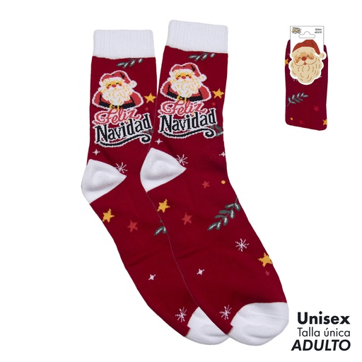 [001850] CALCETINES ADULTO T.UNICA P.NOEL FELIZ NAVIDAD