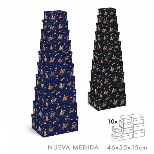 [001857] SET 10 CAJAS REYES Y CAMELLO AZUL/NEGRO