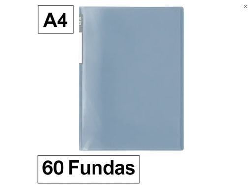 [181440] CARPETA PLUS OFFICE 6010 A4 PLASTICO 60 FUNDAS AZUL GRISACEO