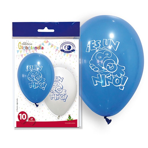 [001907] GLOBOS 11" IMPRESOS "ES UN NIÑO" PASTEL BOLSA DE 10UD