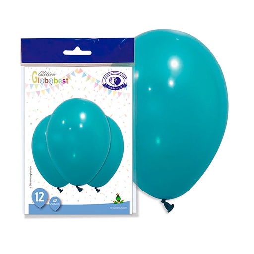 [001936] GLOBOS DE LÁTEX 11" TURQUESA LISO BOLSA DE 12UD